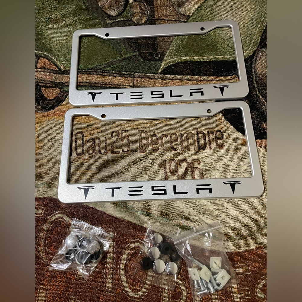 Tesla Silver License Plate Frames